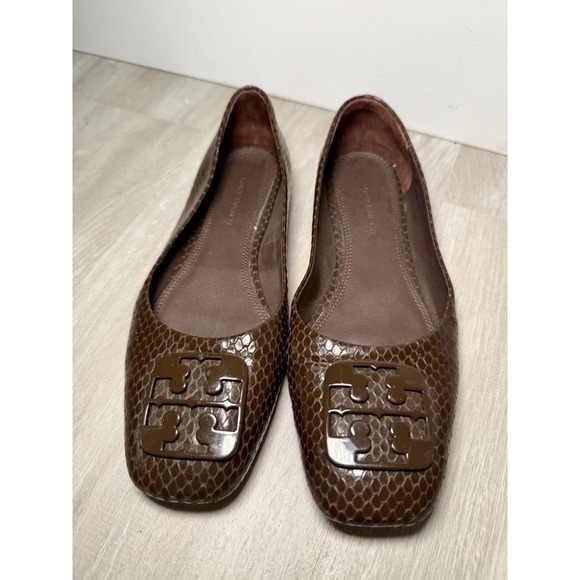 Tory Burch Georgia Chocolate Brownsnakeskin ballet flat US 5 1/2